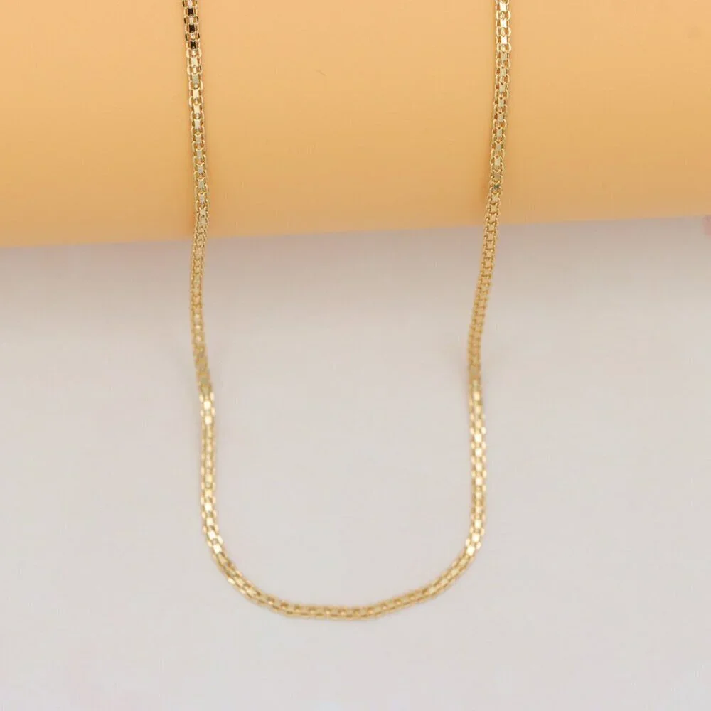 Sleek Flat Rose Gold Box Chain Necklace Lobster Clasp Closure, XPNL0231